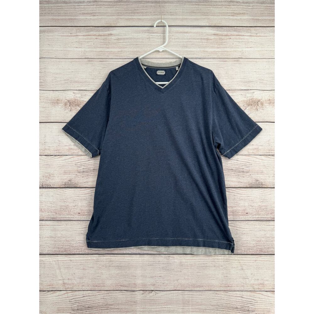 Lucchese V-Neck Short Sleeve T-Shirt Mens XL Blue Gray Stretch